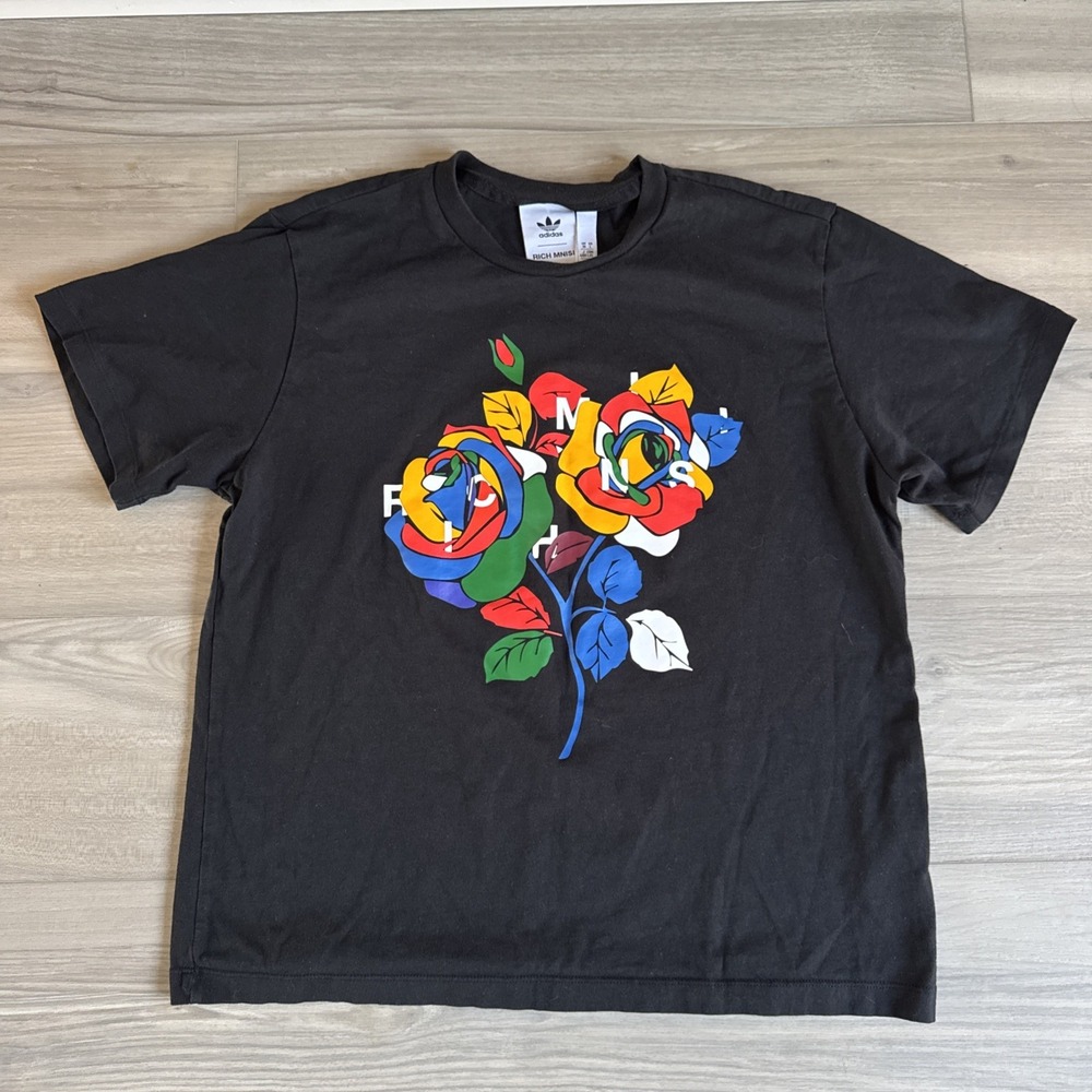 Adidas Originals Rich Mnisi Black Floral Print Shirt Womens Size Large
